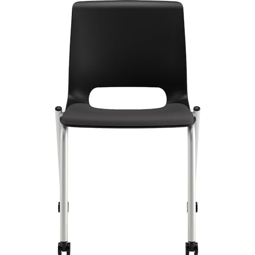 HON Motivate Seating Upholstered 4-Leg Stacking Chair, Black/Onyx/Platinum, 2/Carton