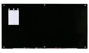 Audio-Visual Direct Magnetic Black Glass Dry-Erase Board Set - 6' x 3' - Includes Magnets, Hardware & Marker Tray