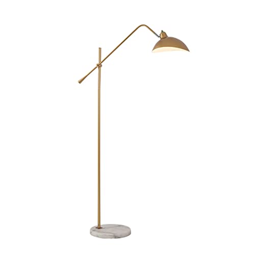 EESHHA Gold Floor Lamp with Marble Base - Adjustable Length Standing Lamp for Foyer and Living Room