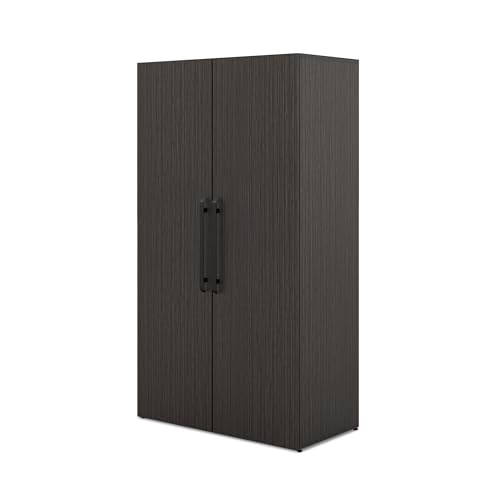 UPLIFTDESK MoPac Storage Wall 8 (Ash Gray) - Black Handles, Bases, Gray Cushions