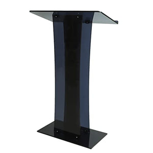 TBVECHI Clear Acrylic Podium Lectern Stand 23.6'' x 15.7'' x 43'' Curved Black - Easy Assembly