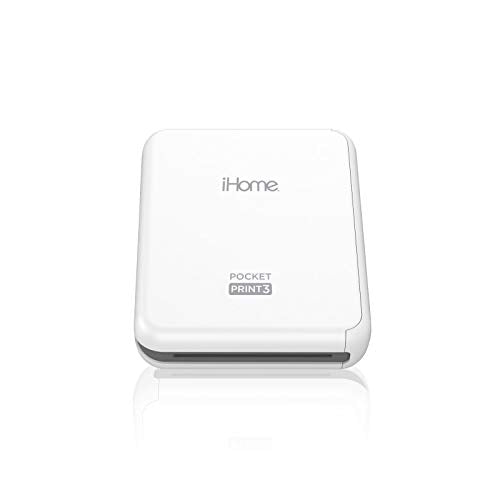 iHome® PocketPrint3™ Mobile Photo Printer, Square 3x3 inch Printouts (White)