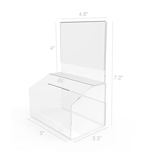 FixtureDisplays® 24PK 5"W x 7.3"H x 3.5"D Clear Box Locking Fundraising Charity Donation Box with Sign Clear Acrylic PIGGYBANK TIP 14705-24PK-NF
