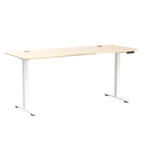 FinerCrafts Electric Standing Desk 71" x 32" Dual-Motor Height Adjustable Home Office Desk - Natural Maple/White