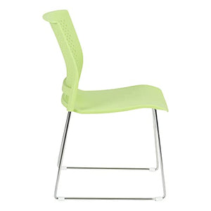 Norwood Commercial Furniture Chrome Sled Base Stack Chair, Green Apple (Pack of 5)