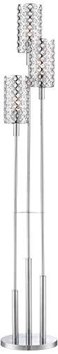 Modern Floor Lamp 3 Light Chrome Glitz Clear Crystal Bead Shade for Living Room Reading Bedroom Office Uplight - Possini Euro Design