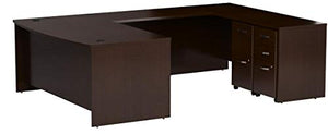 Bush Business Furniture Series C 72W x 36D Bow Front U Shaped Desk with Mobile File Cabinets in Mocha Cherry