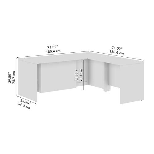 Bush Business Furniture Hampton Heights Executive L-Shaped Desk | 72W x 30D, White