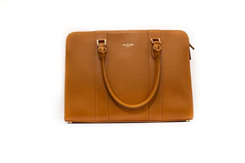 ALINARI FIRENZE 15.6 Inch Laptop Bag for Women - Leather Briefcase - Designer Messenger - Business Handbag for Ladies (Brown)