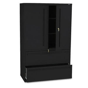 HON 700 Series 42" Wide Lateral File with Storage Cabinet, Black, Pack of 2