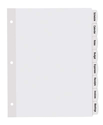 Avery Big Tab Printable White Label Dividers with Easy Peel, 8 Tabs, 20 Sets, 6 Packs (14435)