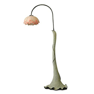 POCHY Luxury Lotus Floor Lamp Vintage Resin Standing Lamps - Chinese Style Bedroom Study Lighting