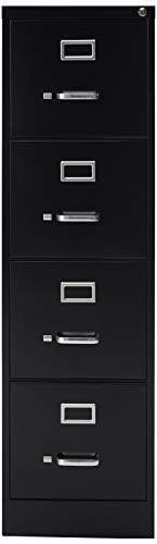 Lorell LLR60191 4-Drawer Vertical File with Lock, 15" x 26-1/2" x 52", Black