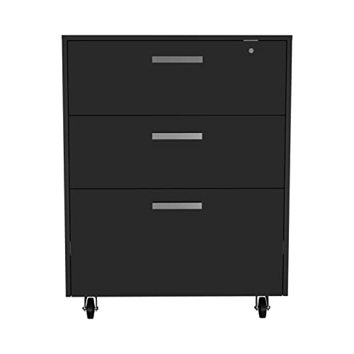 Generic 3-Drawer Rectangle Chest with Caster Black Wengue