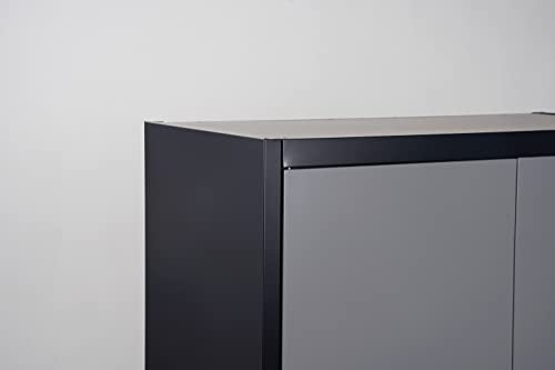 Generic Metal Storage Cabinet with 2 Doors and 4 Shelves, Lockable Steel - Grey