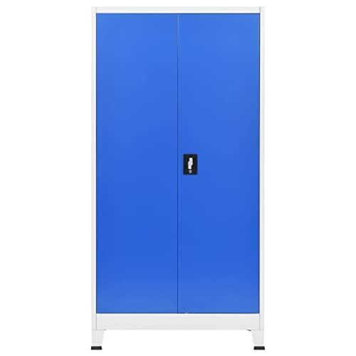 THOYTOUI Office Cabinet Garage Tool Storage Locker Metal 35.4"x15.7"x70.9" Gray Blue
