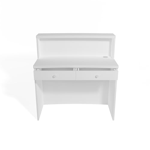UGOS Modern White Reception Desk w/ Transaction Counter | Laminate Desktop | Multifunctional Standing Front Desk (47 inch)