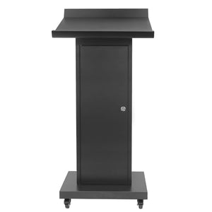 BERPET Podium Stand with Locking Wheels, Heavy Duty Metal, Slant Desktop - 50.4" H