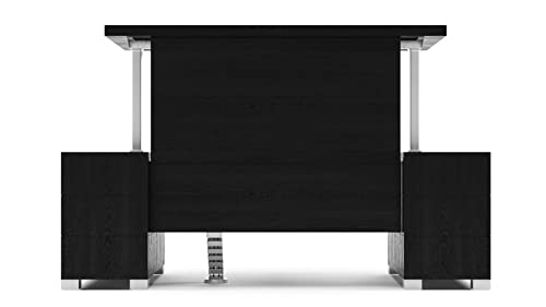Zuri Furniture Ford Executive Modern Adjustable Height Desk with Filing Cabinets - Black Oak