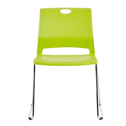 FULONG Stacking Chairs Set of 4, Durable Plastic Seat, Green Chairs for Library, Conference Room