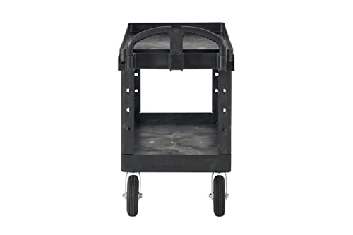 Rubbermaid Commercial Products 2-Shelf Utility Cart, Medium, Pneumatic Casters, 500 lbs. Capacity