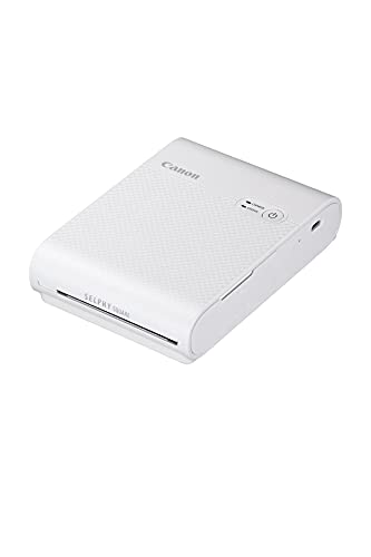 Canon SELPHY Square QX10 Portable Photo Printer, Wi-Fi Connectivity, USB Charging, Dye Sublimation Printing, 100 Year Print Life, Square Photo Paper, SELPHY Photo Layout App INTL Model (White)