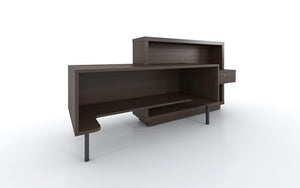 KANSOLE FORO Reception Desk, ADA Compliance, Right Facing Counter, White & Chestnut