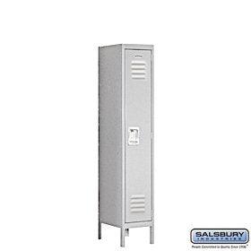 Salsbury Industries Assembled 1-Tier Standard Metal Locker with One Wide Storage Unit, 5-Feet High by 12-Inch Deep, Gray