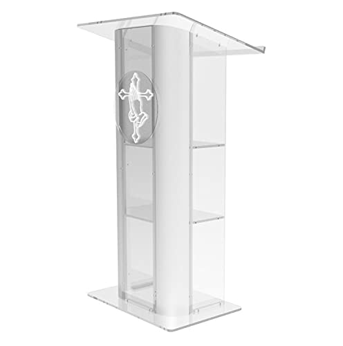 FixtureDisplays Clear Acrylic Plexiglass Lucite Podium with Pray Hand 14307+12152