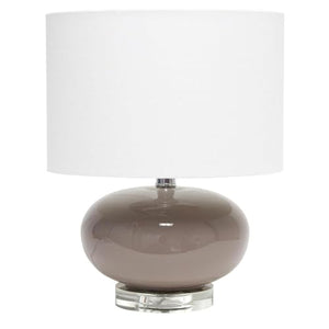 Generic Modern Ceramic Table Lamp 15.25" with White Fabric Shade, Gray