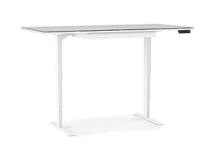 BDI 6452 SW/GRY Centro Lift Standing Desk (66” x 30” top), Satin White/Gray Glass