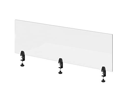 Stand Steady Clear Desktop Panel | Clamp On Protective Acrylic Shield & Sneeze Guard | Desk Divider Securely Attaches to Desks & Tabletops | for Offices, Schools, Libraries & More (60 x 24)