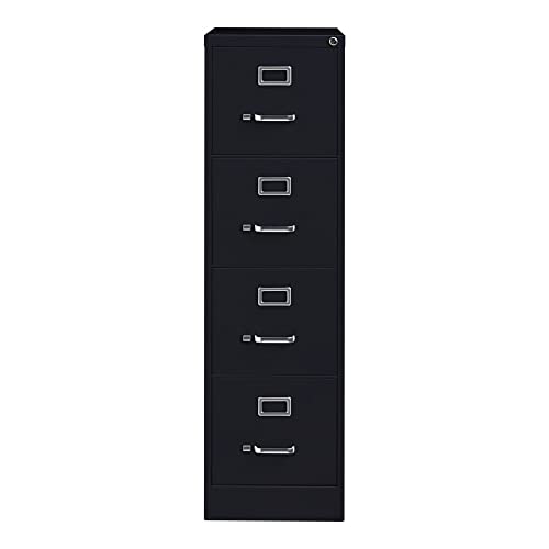 Hirsh Industries 4 Drawer Metal File Cabinet (24 Cabinets) - Commercial Grade Vertical Filing Storage, Lock, Letter-Size Hanging Files - Black
