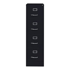 Hirsh Industries 4 Drawer Metal File Cabinet (24 Cabinets) - Commercial Grade Vertical Filing Storage, Lock, Letter-Size Hanging Files - Black