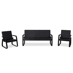 Kinsuite 5-Seat Reception Chair Set - Office Guest Chairs, Waiting Room Bench - Black