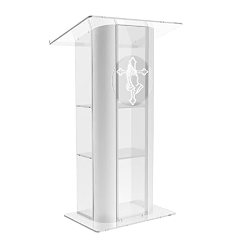 FixtureDisplays Clear Acrylic Plexiglass Lucite Podium with Pray Hand 14307+12152