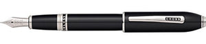 Cross Peerless 125 Obsidian Black Lacquer Fountain Pen with Medium Rhodium Plated Solid 18KT Gold Nib by Cross