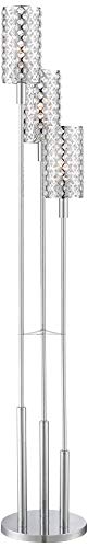 Modern Floor Lamp 3 Light Chrome Glitz Clear Crystal Bead Shade for Living Room Reading Bedroom Office Uplight - Possini Euro Design