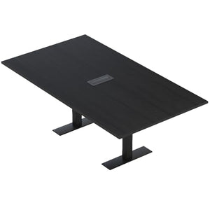 SKUTCHI DESIGNS INC. 7ft Rectangular Conference Table with Power/Data | 6 Person | Harmony Series | Black Cypress/Matte Black Base