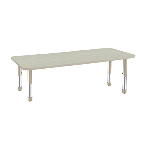 Factory Direct Partners Rectangle Activity School and Classroom Table (24 x 72 inch), Chunky Legs for Early Learning Environments, Adjustable Height 15-24 inches - Asian Sand/Sand (13312-116)