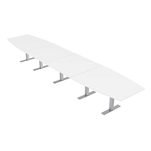 SKUTCHI DESIGNS INC. 18 Person Modular Conference Table | Boat Shaped | Harmony Series | 18 Ft | White