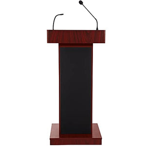 OEF Furnishings Orator Lectern with Wireless Tieclip Mic, Mahogany