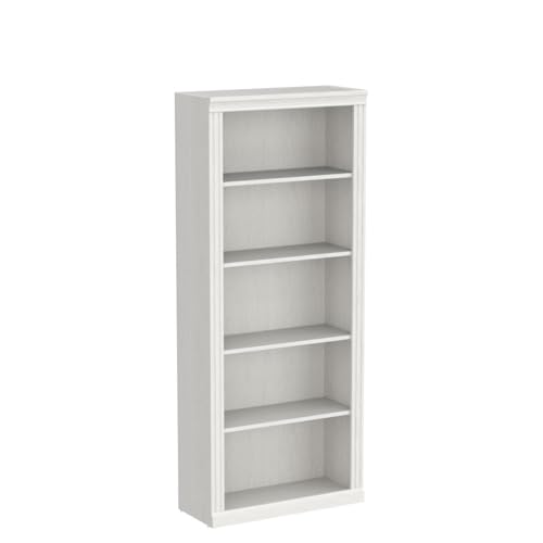 Bush Furniture Saratoga 5-Shelf 72-Inch H Bookcase Set, Linen White Oak