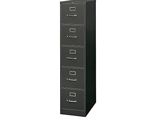 HON Five-Drawer Full-Suspension File Cabinet, Letter Size, Black