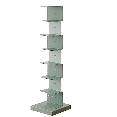 PIcube All Metal Invisible Book Tower Heavy Duty Spine Bookshelf White 5 Shelf