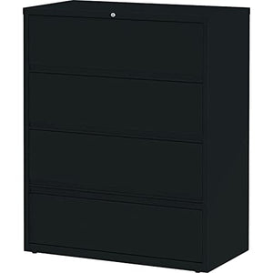 Lorell 43515 Lateral File Cabinet, 4-Drawer, 42" x 18-5/8" x 52-1/2", Black