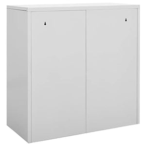 QZZCED Metal Locker Cabinets - Set of 5, Office Storage & File Organizer - Light Gray Steel