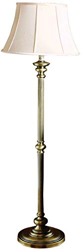 House Of Troy N601-AB Newport Collection Portable Floor Lamp with Off-White Softback Shade, 57-1/2", Antique Brass