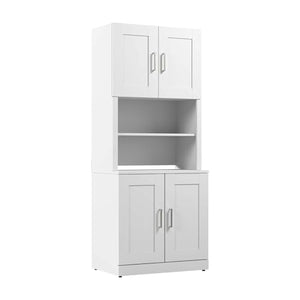 Bush Business Furniture Hampton Heights Storage Cabinet with Doors and Hutch | 30W White Organizer