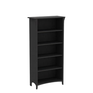 Bush Furniture Salinas 5-Shelf Tall Bookcase, Vintage Black, 63-Inch H, 2/Set